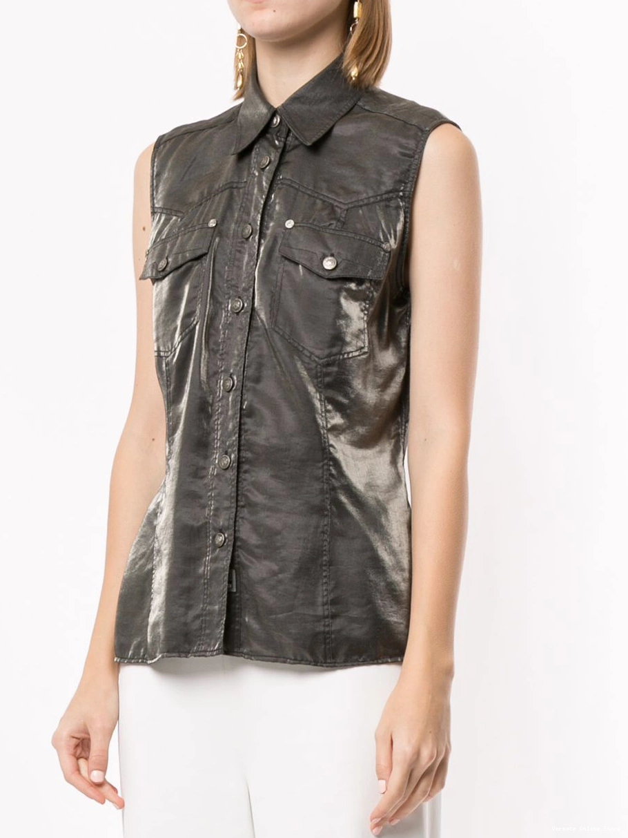 Cheap Women Versace sleeveless shirt metallic 0716